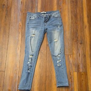 Distressed Blue Jeans